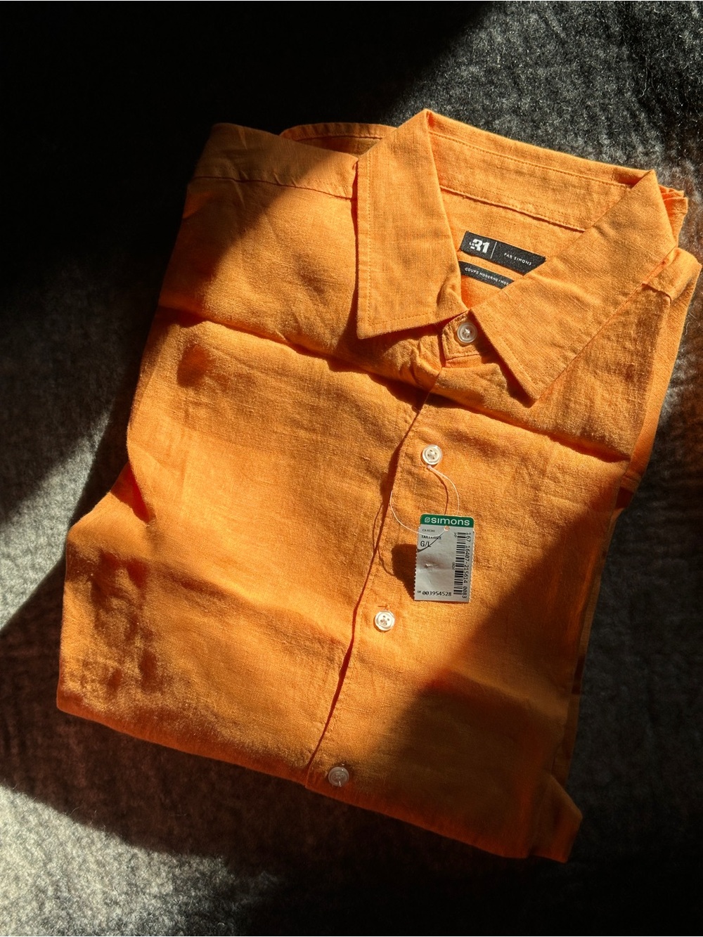 Simons Yellow 100% Linen Casual Button-Down Shirt - Men's L